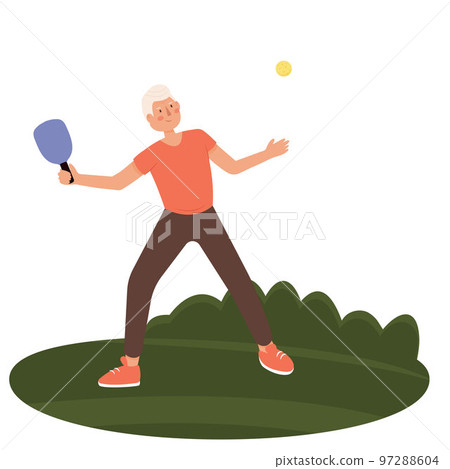 A vector illustration of Elderly People Playing Pickleball Outdoor A vector illustration of Elderly People Playing Pickleball Outdoor 97288604