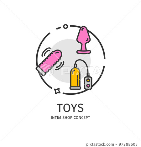 Intim Shop Thin Line Icon Concept. Vector Intim Shop Thin Line Icon Concept. Vector 97288605
