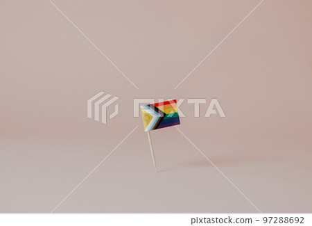 intersex-inclusive progress pride flag standing intersex-inclusive progress pride flag standing 97288692