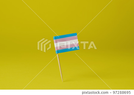 transgender flag standing on a yellow background transgender flag standing on a yellow background 97288695