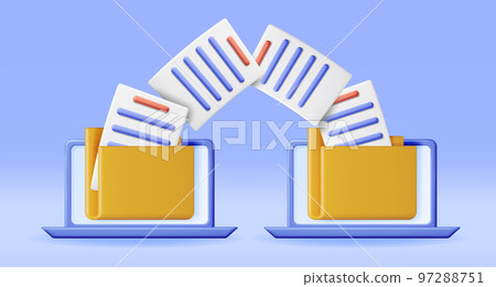 3D Business Folder Full of Papers on Laptop 3D Business Folder Full of Papers on Laptop 97288751