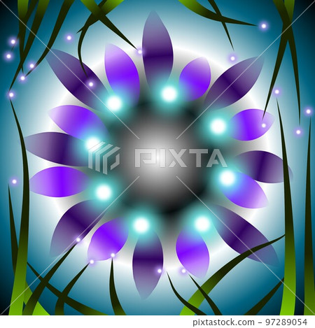 Floral illustration. Fantastic landscape, bright magical colors. Radiant image. Fictional reality. 97289054