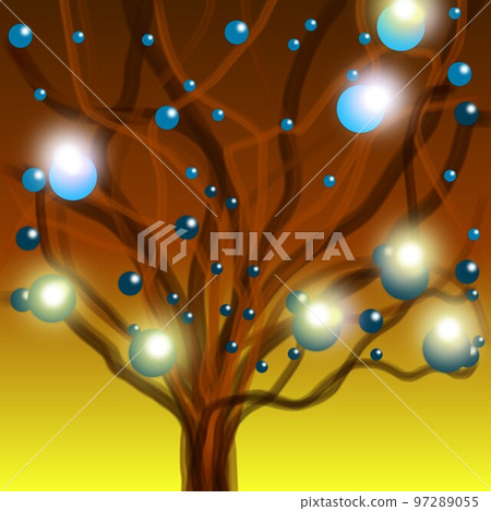 Floral illustration. Fantastic landscape, bright magical colors. Radiant image. Fictional reality. 97289055