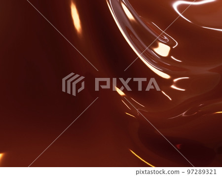 An image of melting chocolate with beautiful streams An image of melting chocolate with beautiful streams 97289321