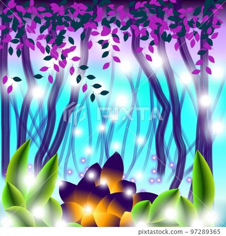 Floral illustration. Fantastic landscape, bright magical colors. Radiant image. Fictional reality. Floral illustration. Fantastic landscape, bright magical colors. Radiant image. Fictional reality. 97289365