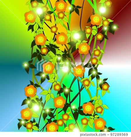 Floral illustration. Fantastic landscape, bright magical colors. Radiant image. Fictional reality. Floral illustration. Fantastic landscape, bright magical colors. Radiant image. Fictional reality. 97289369