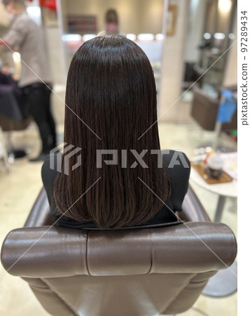 Hair that has been cut and colored at a beauty salon Hair that has been cut and colored at a beauty salon 97289434