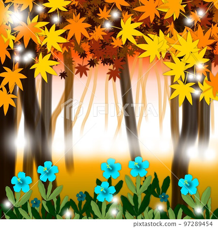 Floral illustration. Fantastic landscape, bright magical colors. Radiant image. Fictional reality. 97289454