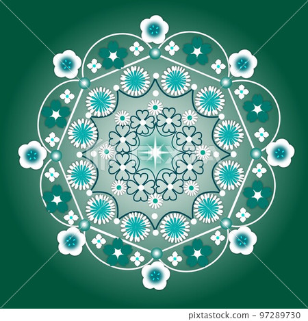 Polar ornament pattern, lace, style and inspiration for embroidery, cyclic drawing picture. 97289730