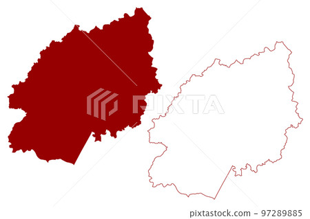Ashford Non-metropolitan district, borough (United Kingdom of Great Britain and Northern Ireland, ceremonial county Kent, England) map vector illustration, scribble sketch map 97289885