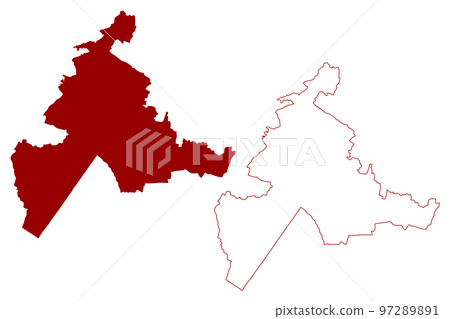 Blaby Non-metropolitan district (United Kingdom of Great Britain and Northern Ireland, ceremonial county Leicestershire or Leics, England) map vector illustration, scribble sketch map 97289891