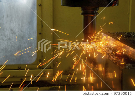 The Rough cutting process of machining center. 97290015