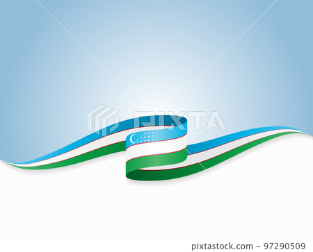 Uzbekistani flag wavy background layout. Vector illustration. Uzbekistani flag wavy background layout. Vector illustration. 97290509