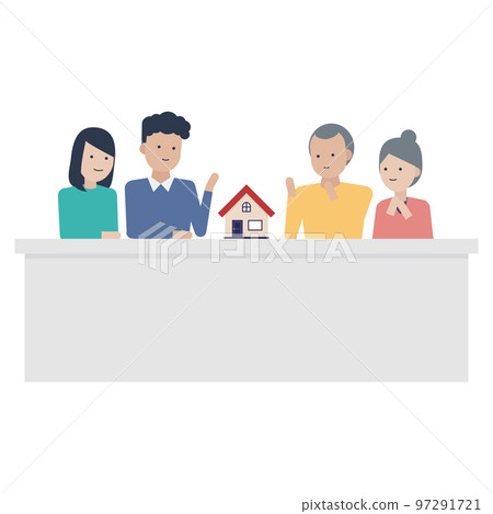 Illustration material of a family discussing what to do with the parent's house 97291721