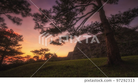 Okinawa Yomitan Village Zakimi Castle Ruins Dramatic sunset 97292313