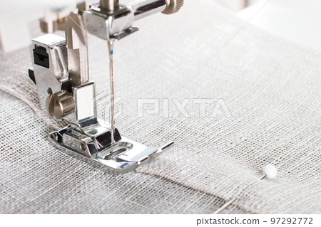 Close-up of modern sewing machine presser foot and needle 97292772