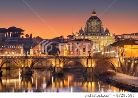 Vatican City on the Tiber River at Dusk Vatican City on the Tiber River at Dusk 97293595