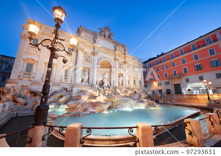 Trevi Fountain at Twilight in Rome, Italy 97293631