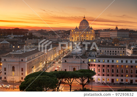 Vatican City at St. Peter's Basilica During Sunset 97293632