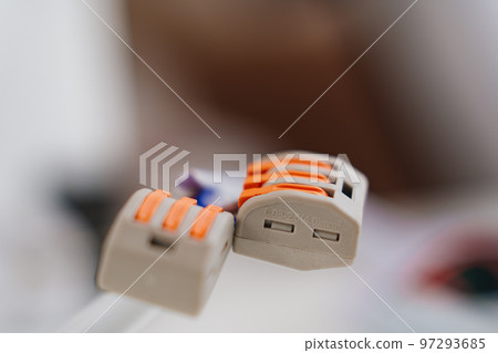 Quick-release terminals. Modern connection of electrical appliances.  97293685