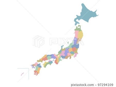 日本地圖插圖：彩色縣 97294109