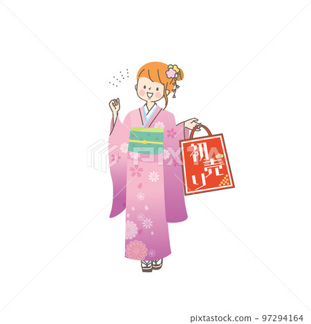 一個女人在新年特賣會上購物的插圖素材 一個女人在新年特賣會上購物的插圖素材 97294164