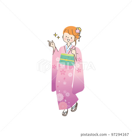 一個穿著陽光裙子的女人的插圖素材 一個穿著陽光裙子的女人的插圖素材 97294167