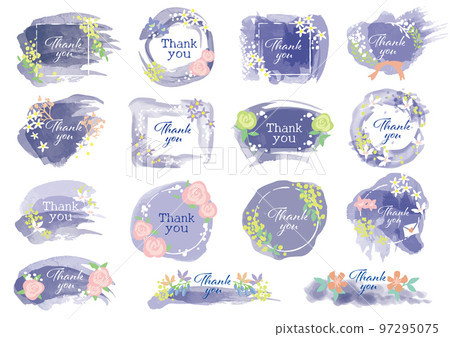 Watercolor style label sticker frame illustration 97295075