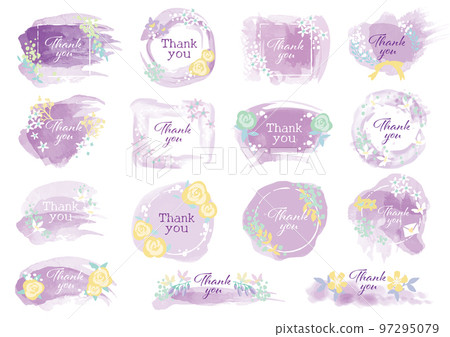 Watercolor style label sticker frame illustration 97295079