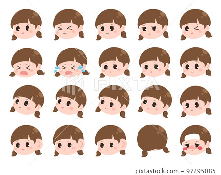 Girl's facial expression illustration material set 97295085