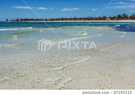 Wonderful view of the lagoon, white sand beach and blue sea. Djerba, Tunisia 97295318
