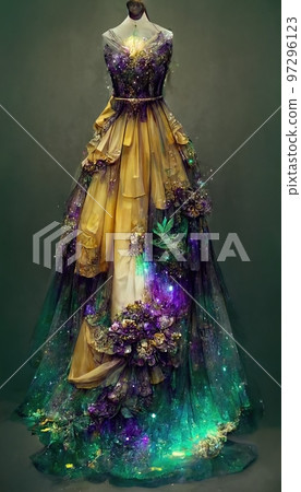 Gorgeous party dress with fancy decor, 3d render 97296123
