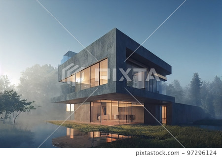 3d rendering of modern cozy house, 3d illustration 97296124