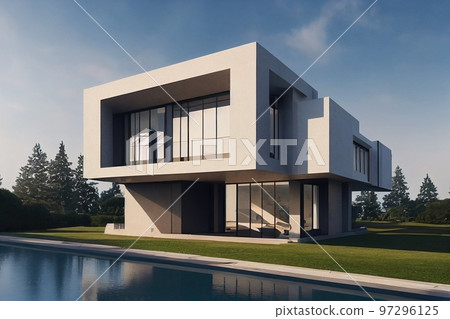 3d rendering of modern cozy house, 3d illustration 3d rendering of modern cozy house, 3d illustration 97296125