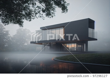 3d rendering of modern cozy house, 3d illustration 3d rendering of modern cozy house, 3d illustration 97296127