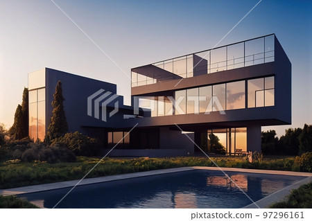 3d rendering of modern cozy house, 3d illustration 97296161