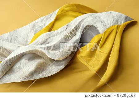 abstract modern minimal white yellow background with folded cloth macro,3d illustration abstract modern minimal white yellow background with folded cloth macro,3d illustration 97296167