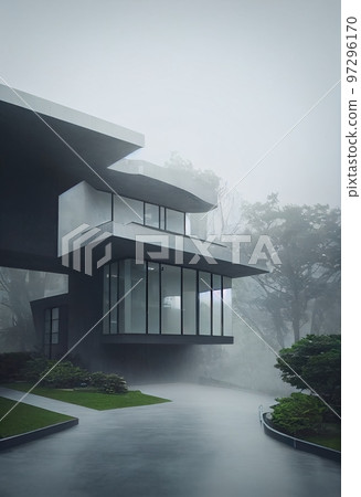 3d rendering of modern cozy house, 3d illustration 3d rendering of modern cozy house, 3d illustration 97296170
