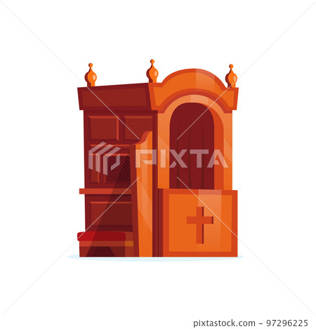 Wooden confessional. Isolated church furniture Wooden confessional. Isolated church furniture 97296225