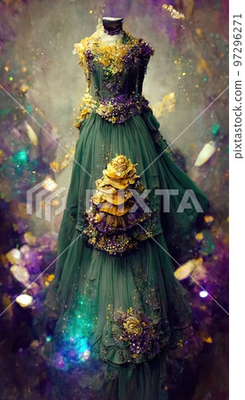 Gorgeous party dress with fancy decor, 3d render 97296271
