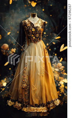 Gorgeous party dress with fancy decor, 3d render 97296287