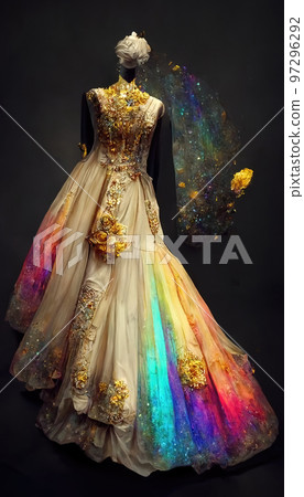 Gorgeous party dress with fancy decor, 3d render 97296292