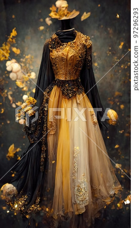 Gorgeous party dress with fancy decor, 3d render Gorgeous party dress with fancy decor, 3d render 97296293
