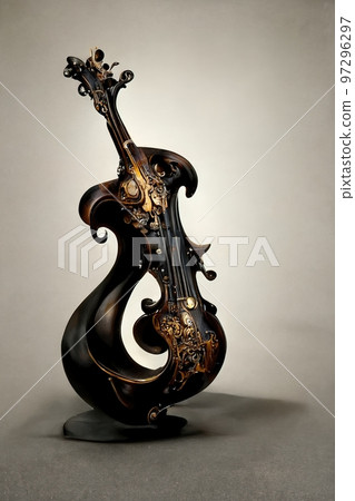 Picture of baroque violin statue, 3D illustration Picture of baroque violin statue, 3D illustration 97296297