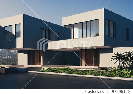 3d rendering of modern cozy house, 3d illustration 3d rendering of modern cozy house, 3d illustration 97296300