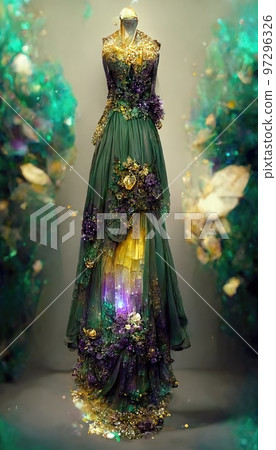 Gorgeous party dress with fancy decor, 3d render 97296326