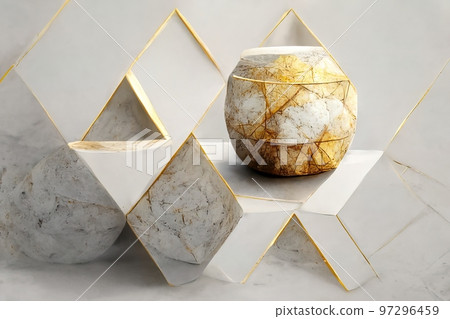 Abstract primitive shapes made of marble, 3d render Abstract primitive shapes made of marble, 3d render 97296459