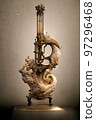 Picture of baroque trumpet sculpture, intricate details,3D render 97296468