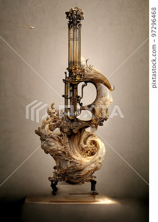 Picture of baroque trumpet sculpture, intricate details,3D render Picture of baroque trumpet sculpture, intricate details,3D render 97296468