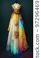 Gorgeous party dress with fancy decor, 3d render 97296469